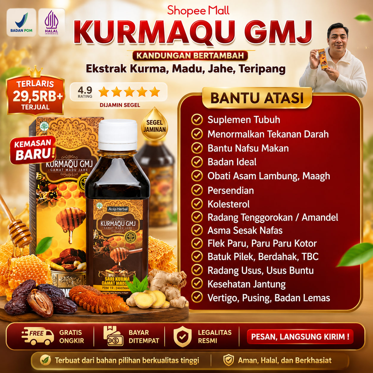Kurmaqu Terbuat Dari Sari Kurma Alami Gamat Emas Dan Juga Jahe