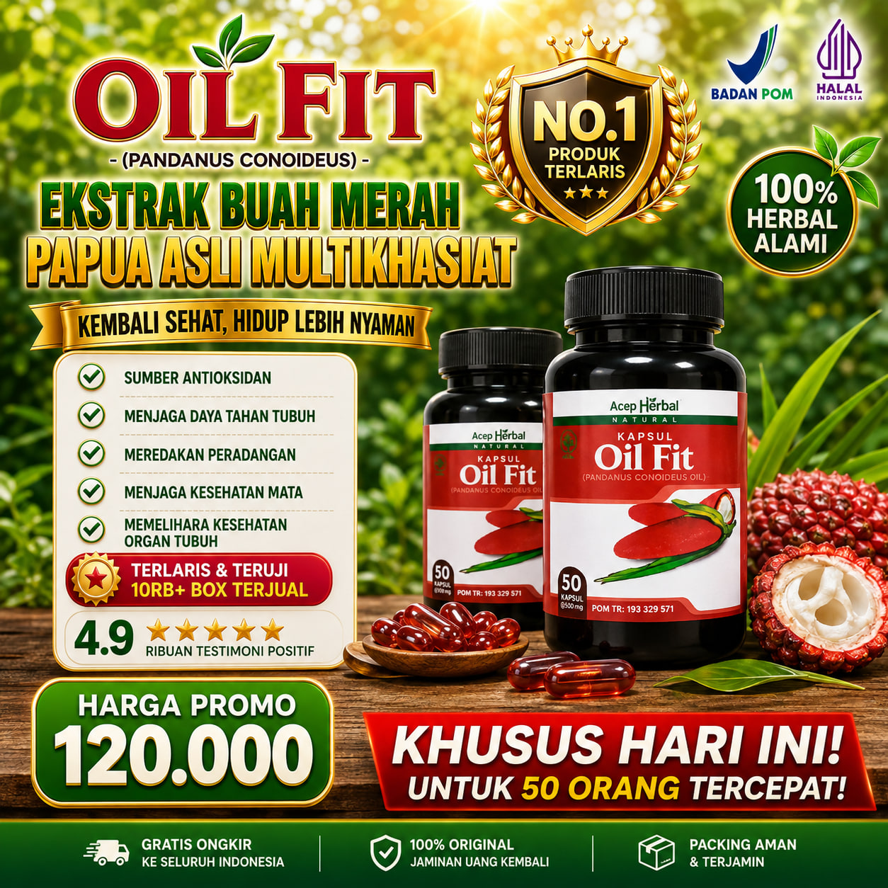 Oilfit Terbuat Dari Buah Merah Papua Jaga Daya Tahan Tubuh Sudah BPOM & HALAL MUI